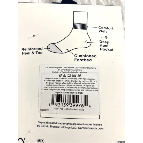 GAP Men’s Premium Cushioned Quarters Socks 4 Pairs Shoe Size 6-12 Beige Charcoal - Picture 8 of 8